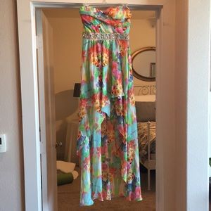 Nordstrom B.P. Floral High-Low Strapless Dress